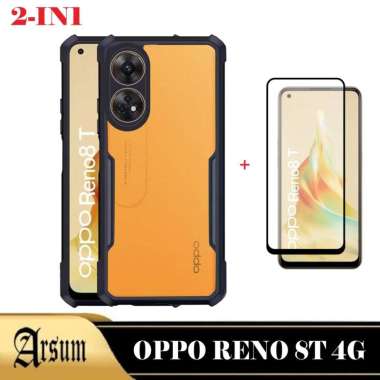 Case Transparan Oppo Reno 8T 4G 2023 Softcase Cover Airbag hardcase silicon terbaru Free Tempered Glass Layar 2in1 Reno8T4G