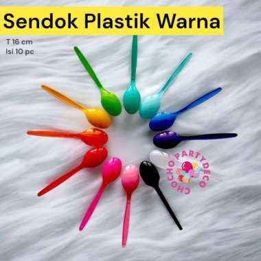 Sendok Plastik WARNA isi 10 pc / Sendok Makan Bento Warna Merah