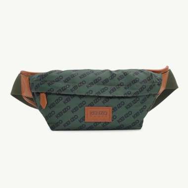 Kenzo Sport Monogram All Over Logo Belt Bag in Dark Khaki Nylon