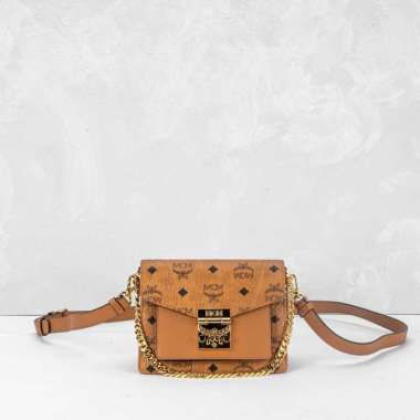 MCM Patricia Mini Crossbody Bag Cognac