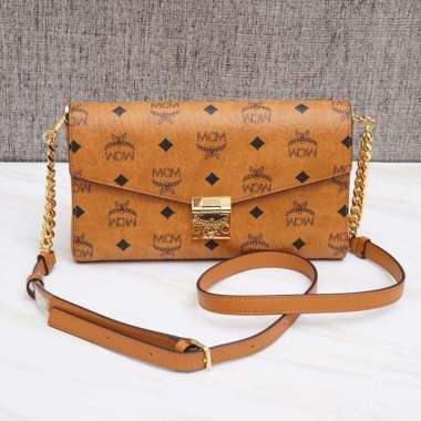MCM Mediuml Millie Flap Crossbody Bag in Cognac