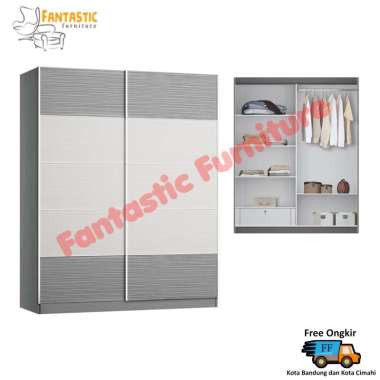 Lemari Pakaian Sliding LP Previa - 388 doff grey Bandung