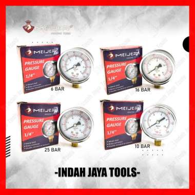 MEIJER Manometer 6 10 16 25 Bar - Pressure Gauge Ukuran Angin 10 BAR