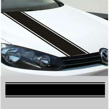 Stiker Kap Mobil Unik Lucu Cutting Sticker Triple Strip Hitam