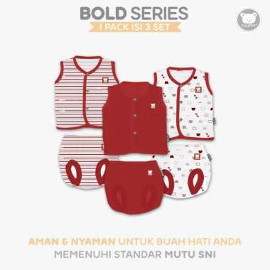 FLUFFY Stelan Kutung Pendek BOLD (Isi 3Pasang) SKDAN/SKDAB RED NB NEWBORN NECI