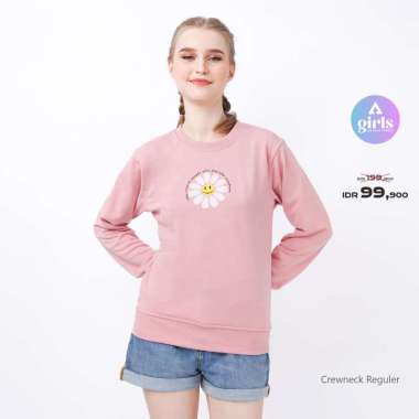 Aerostreet Crewneck White Flower Dusty Pink Sweater Swetshirt 1E000 XL