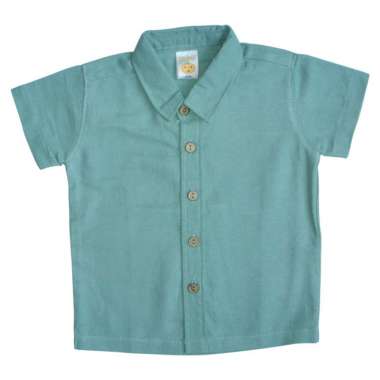 PLEU Kemeja Linen Polos Kemeja Anak Laki Laki 12 bulan Hijau