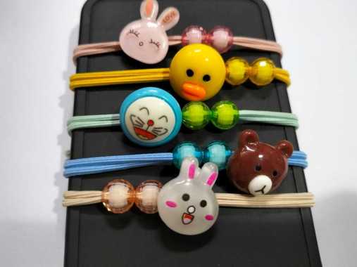 Ikat Rambut Korea Karakter / Karet Rambut Lucu Isi 5 Pcs