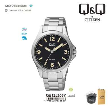 Q&Q QnQ QQ Original Jam Tangan Pria Analog - QB12J205Y Water Resist Silver Black