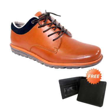 ARFU Cracks Shoes Sepatu Pria - Coklat + Free Dompet