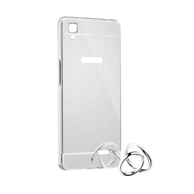 Bumper Case Mirror Sliding Casing for Oppo F1 - Silver