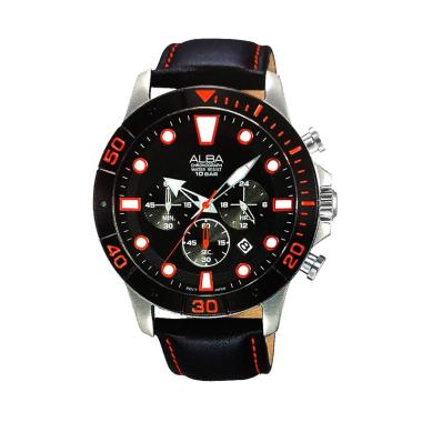 ALBA Chronograph AT3A15 Tali Kulit Jam Tangan Pria - Hitam