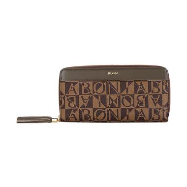 Bonia Bronze Monogram Zip Purse Dompet Wanita