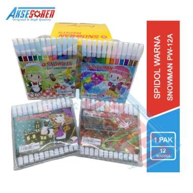 Spidol Warna Snowman Marker [12 pcs] / Alat Tulis Color Gambar Menggambar Rainbow