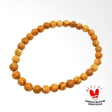 Vee Batu Fosil Kayu Gelang Terapi Kesehatan [6 mm] Coklat Milo