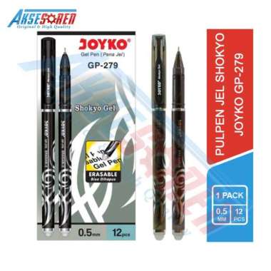 Pulpen Shokyo Erasable Gel Joyko [GP-279/12 pcs] / Ballpoint Pena Pen [0.5 mm/1 Pack] hitam