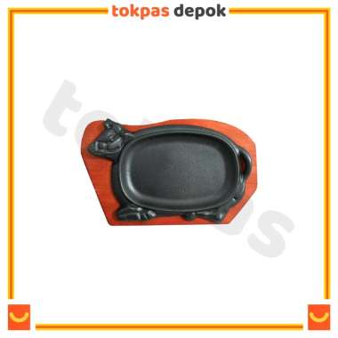 Premium Hot Plate Sapi + Tatakan Kayu Hot Plate Steak / Piring Steak BBQ Tatakan Kayu dan Gagang 20 