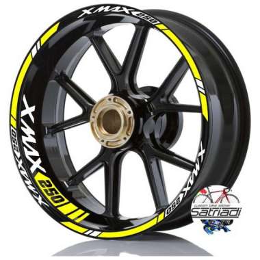Stiker Velg Sticker Motor Decal Yamaha XMAX 250 15 14 inch kuning yamaha anniversary v5 bisa custom