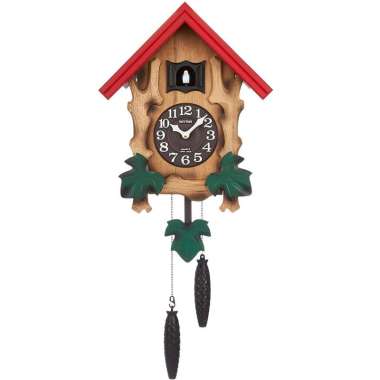 Rhythm 4MJ775 Made in Japan Cuckoo Bird Chirping Wooden Case Jam Dinding
