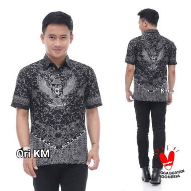 Kemeja Batik Pria Lengan Pendek Garuda Pancasila Kemeja Modern M L XL GARUDA PANCASILA ABU L