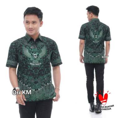 Kemeja Batik Pria Lengan Pendek Garuda Pancasila Kemeja Modern M L XL GARUDA PANCASILA HIJAU L