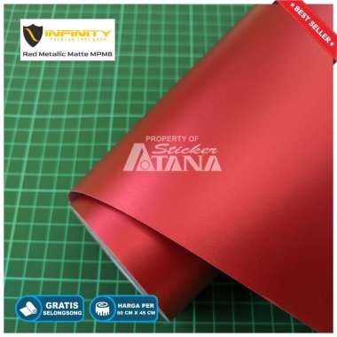 Skotlet Merah Doff Metalik Scotlet Infinity Satin Dop Stiker Meteran Sticker Decal Scotlite Sepeda M