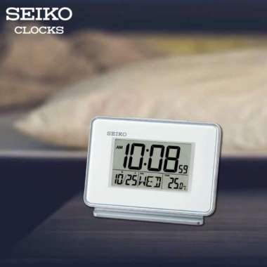 Seiko QHL068-W Digital Alarm Clock Thermometer Calendar Jam Desktop