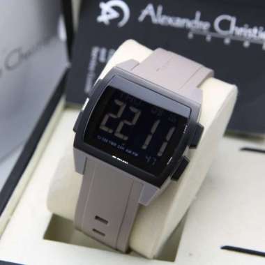 JAM TANGAN UNISEX ALEXANDRE CHRISTIE 9343 AC9343 DIGITAL RUBBER ORIGINAL BLACK GREY