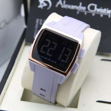 JAM TANGAN UNISEX ALEXANDRE CHRISTIE 9343 AC9343 DIGITAL RUBBER ORIGINAL SOFT PURPLE