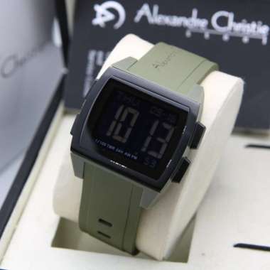 JAM TANGAN UNISEX ALEXANDRE CHRISTIE 9343 AC9343 DIGITAL RUBBER ORIGINAL GREEN