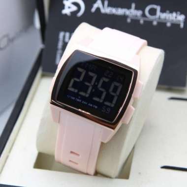 JAM TANGAN UNISEX ALEXANDRE CHRISTIE 9343 AC9343 DIGITAL RUBBER ORIGINAL PEACH