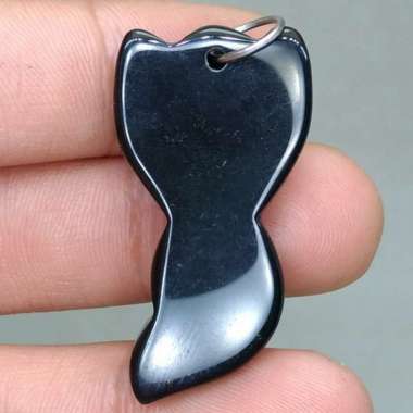 Kalung batu Asli Mata Dewa Hitam Model Rubah