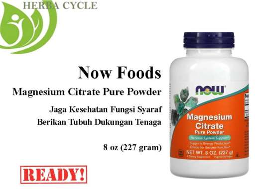Now Foods Magnesium Citrate Pure Powder 227 g Ori USA Now Magnesium Citrate