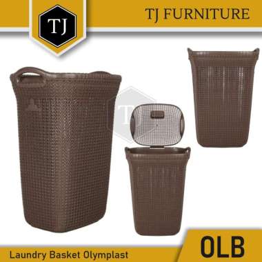 Olymplast Laundry Basket OLB Coklat & Cream - Keranjang Baju Plastik - keranjang laundry Coklat