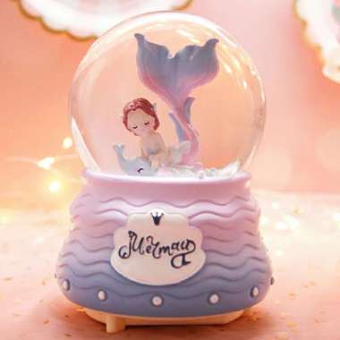 Kotak Musik MERMAID Snowball JUMBO Bola Salju Hias Kristal Lampu Kado - Mermaid Lampu B Mermaid Lamp