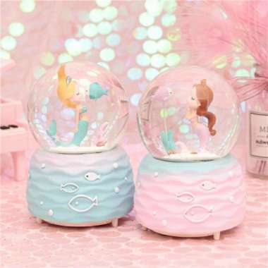 Kotak Musik MERMAID Snowball JUMBO Bola Salju Hias Kristal Lampu Kado - Mermaid Lampu B Mermaid Lamp
