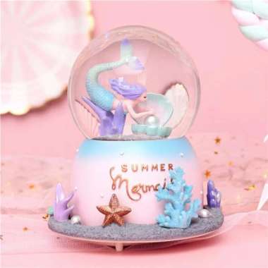Kotak Musik MERMAID Snowball JUMBO Bola Salju Hias Kristal Lampu Kado - Mermaid Lampu B Summer Merma