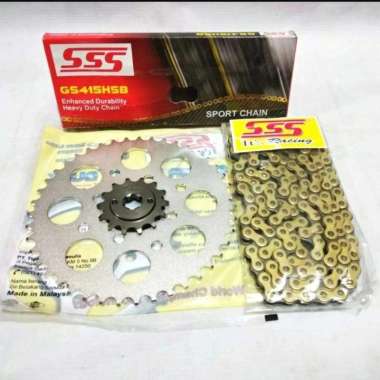 Gear Set SSS Satria FU150 + Rantai SSS 415 HSB Gold Chrome