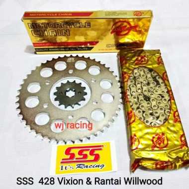 Gear Set SSS Vixion Old / New Vixion NVL NVA rantai Wilwood 428H Gold Chrome