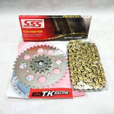 Gear Set TK Racing Satria FU 150 + Rantai SSS 415 HSB Gold 15 38