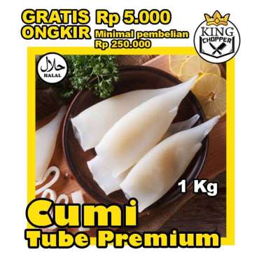 CUMI TUBE FROZEN PREMIUM FRESH MURAH BEKU BEKASI SQUID KUPAS IKAN RING FLOWER SEAFOOD 1 kg
