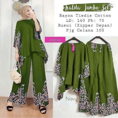 Kalita Set Jumbo - One Set Jumbo Katun Rayon Tidie Premium Busui Setelan Wanita Waka Waka Set Celana