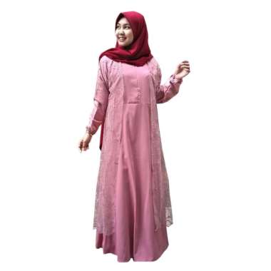 PROMOO!! Baju Muslim GAMIS PEARLY BROKAT Gamis Brokat Terkini Muslimah ORIGINAL PREMIUM Pink