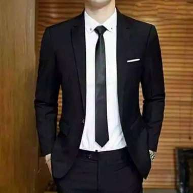 BLAZER PRIA BLAZER RESMI BIRU MUDA - Biru Muda, XS Hitam M