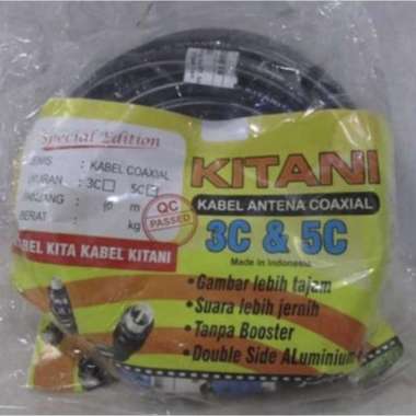 KITANI Kabel Antena TV 5C 10M-25M / Kabel RG6 TV Kabel Parabola 25 Meter