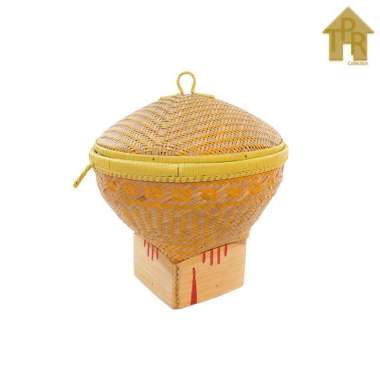 Boboko Bertutup / Bakul Nasi / Bakul Bambu Batik - D30 Kuning