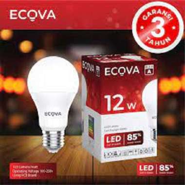 ECOVA Lampu LED Bohlam 12W 12 Watt 12 Watt Putih E27 Bulb A GARANSI