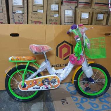 Sepeda Anak Perempuan 16 inch Genio Kawaii Dengan Roda Bantu Keranjang