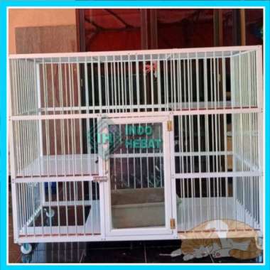 Kandang Hewan Putih Susu Pintu 1 Tingkat Bahan Alumunium Besar Murah
