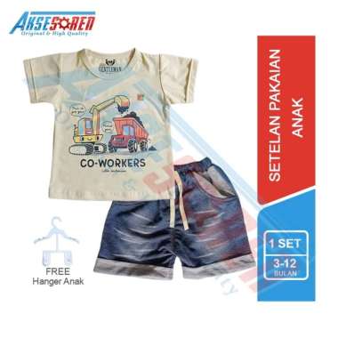 Setelan Pakaian Pendek Anak Premium / 1 Set Baju Anak Balita / Baju Dan Celana Kaos Bayi / Pakaian B